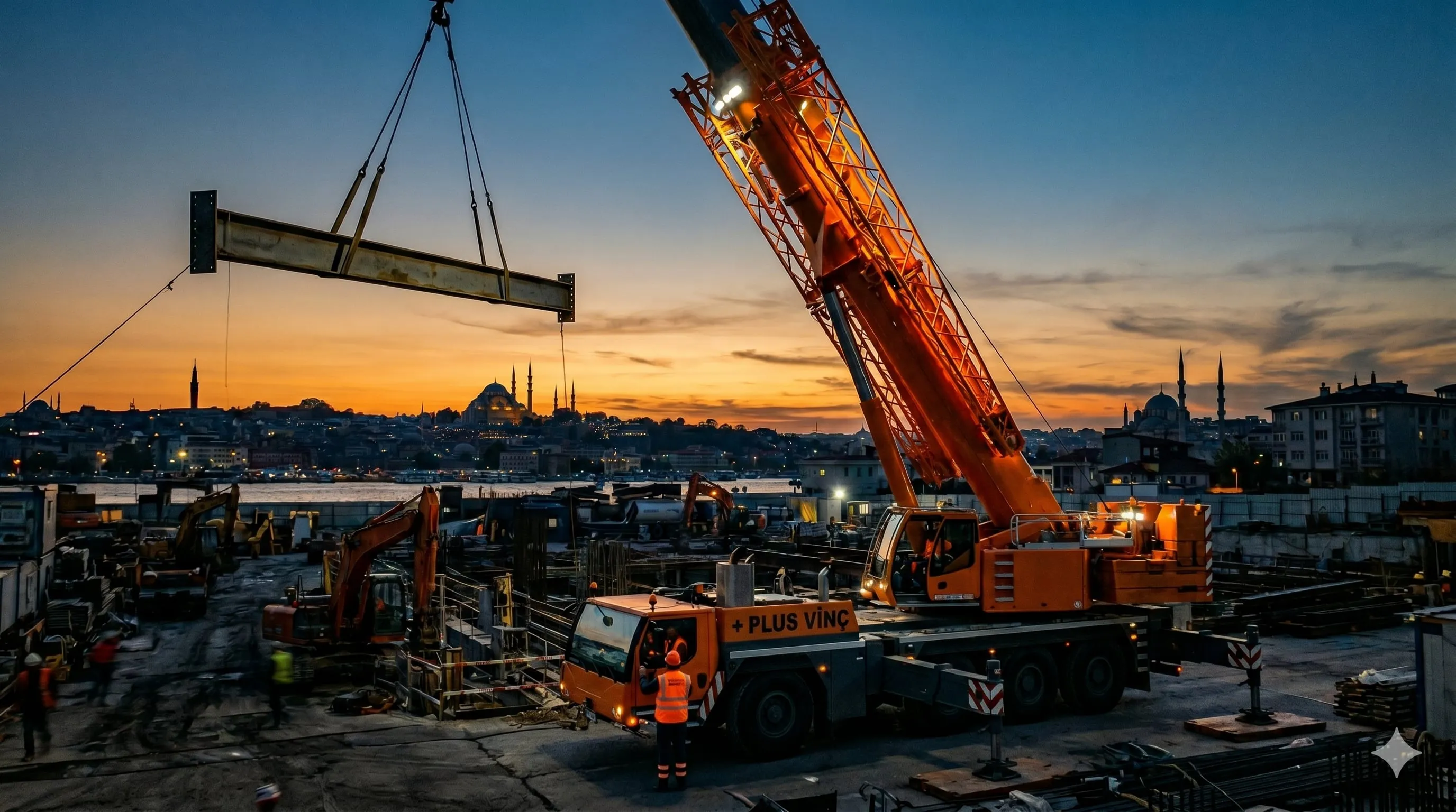 İstanbul'da operatörlü mobil vinç saha operasyonu — Plus Vinç